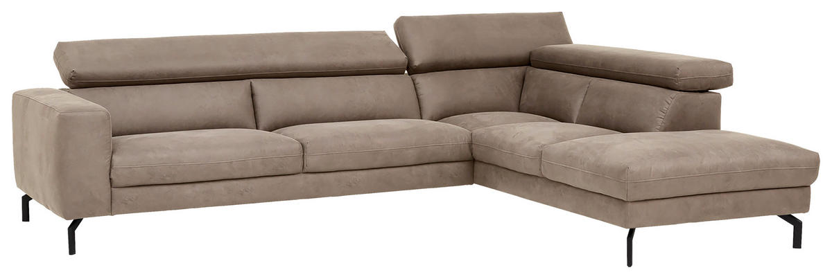 ECKSOFA CALIFORNIA Beige Mikrofaser  - Beige/Schwarz, MODERN, Textil/Metall (305/233cm) - Trendmanufaktur