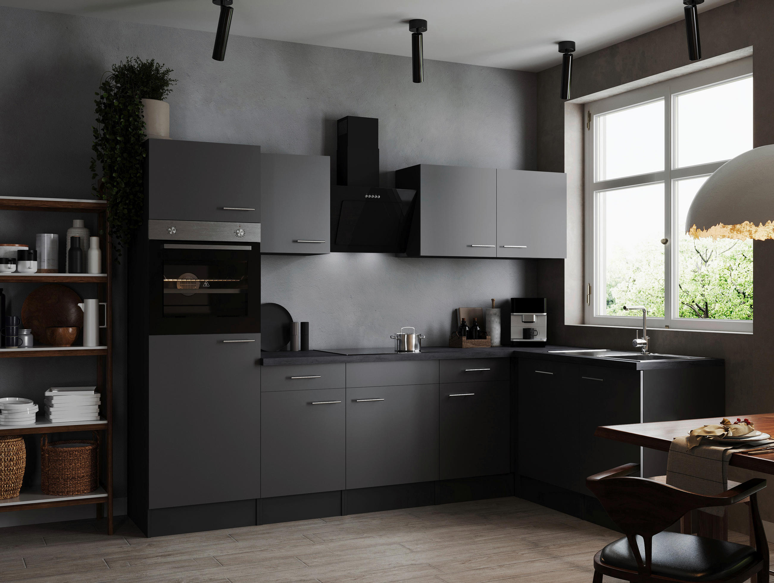 HÖRNKÖK 280/172 cm i grå - silver/grå, Design, metall/trämaterial (280/172cm) - Respekta