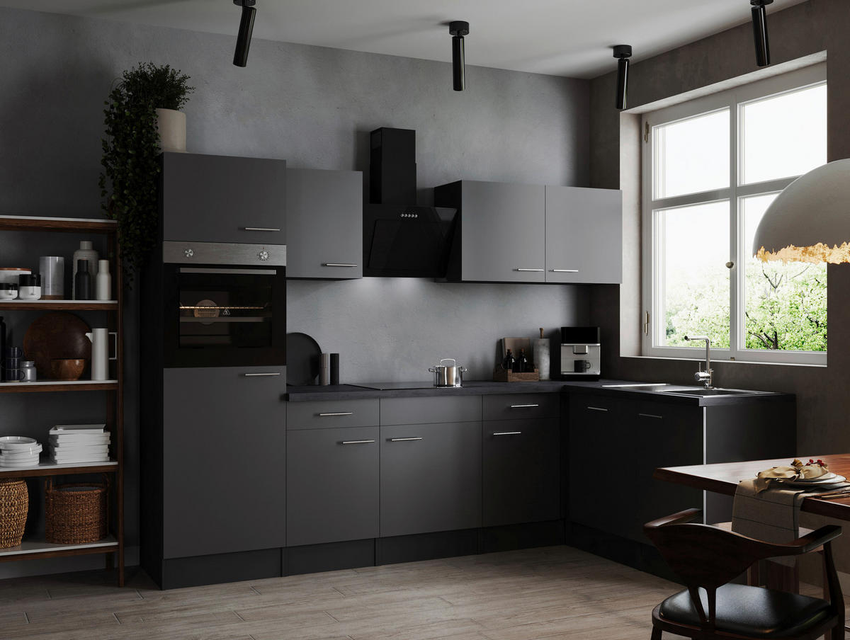 ECKKÜCHE 280/172 cm  in Grau  - Silberfarben/Grau, Design, Holzwerkstoff/Metall (280/172cm) - Respekta