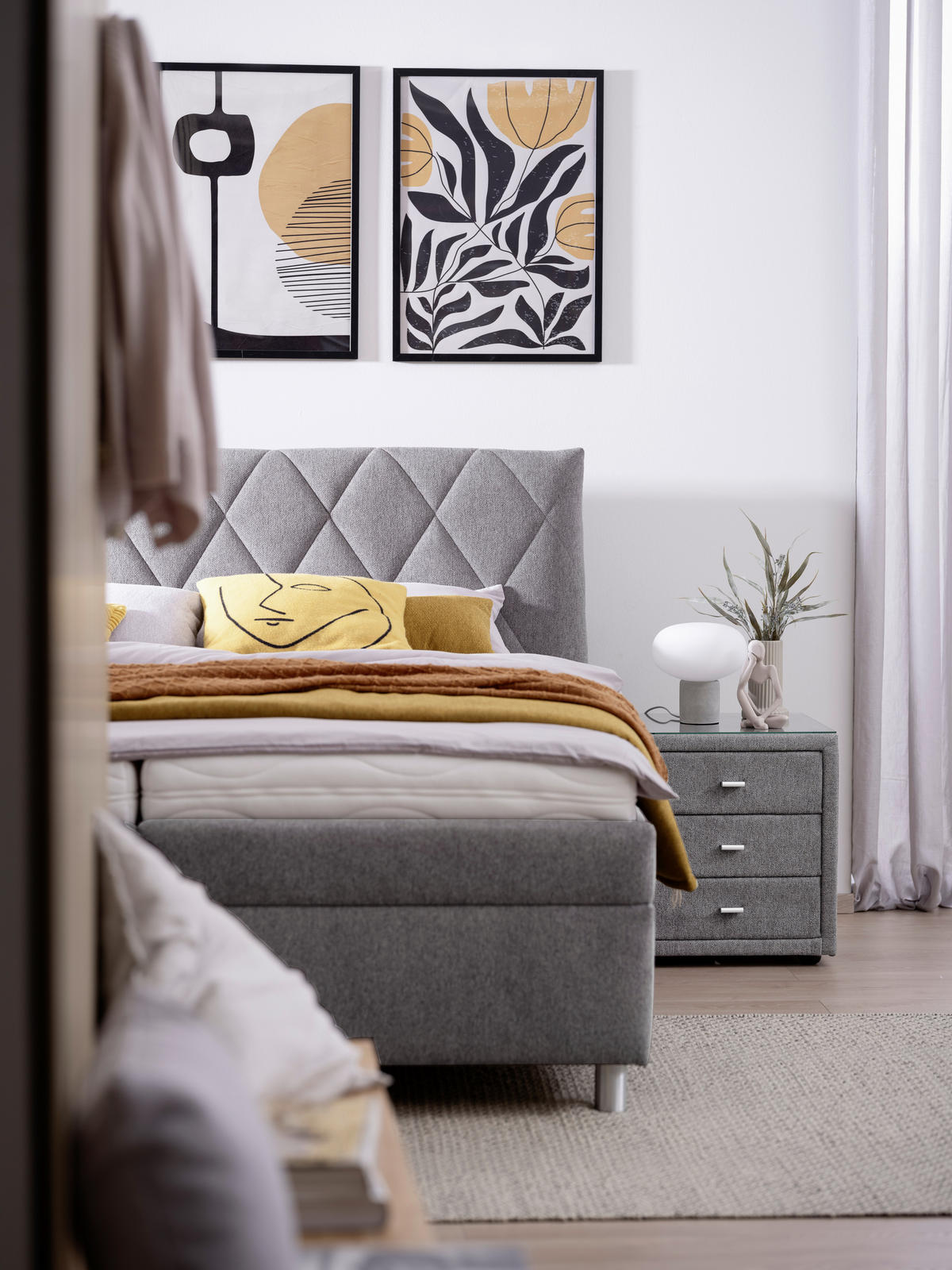 POLSTERBETT 160/200 cm  in Grau  - Weiss/Silberfarben, Konventionell, Holz/Textil (160/200cm) - Esposa