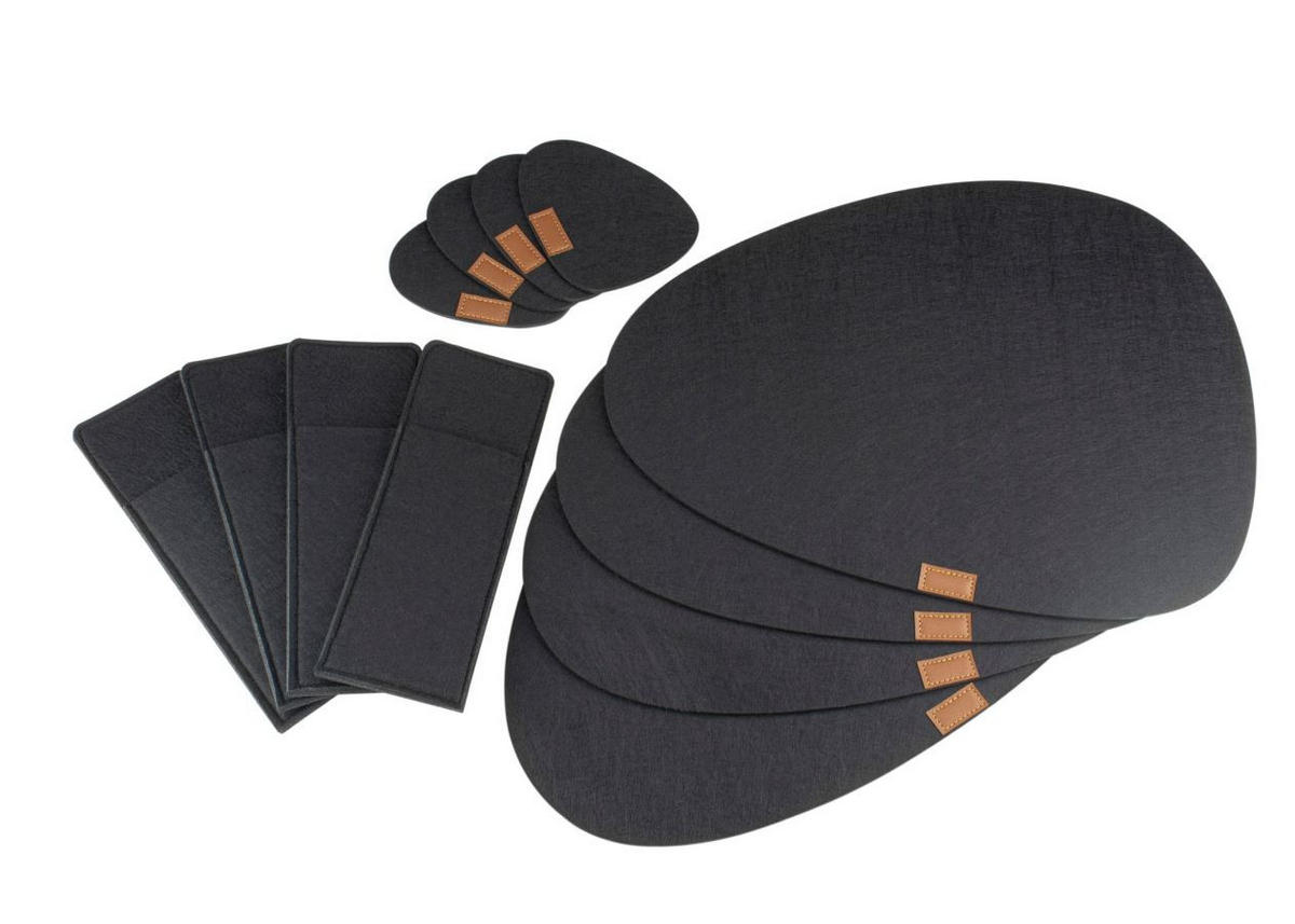 ÉTKEZŐALÁTÉT textil  - fekete, Lifestyle, textil (43,5/33/3,5cm) - Justinus
