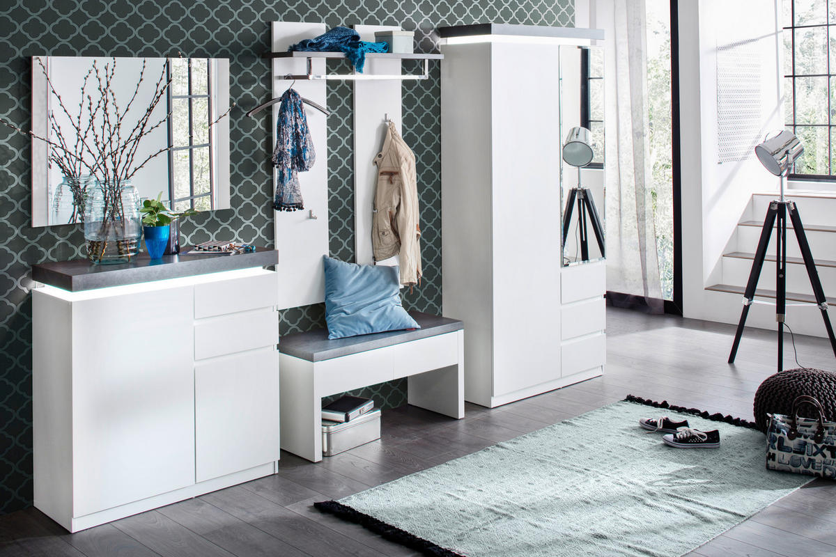 GARDEROBENPANEEL  in 91/135/25 cm  - Weiss/Grau, Design, Holzwerkstoff (91/135/25cm) - Novel