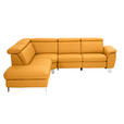 ECKSOFA  in Echtleder Gelb  - Gelb/Alufarben, Design, Leder/Metall (239/271cm) - Cantus