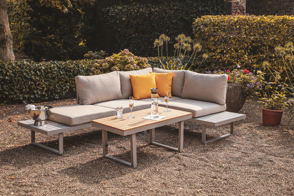 LOUNGEGARNITUR Akazie Aluminium  - Grau, Basics, Holz/Textil (175/70/175cm) - Gardenson