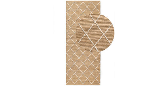 LÄUFER 80/200 cm Kunu Weiß, Sandfarben - Sandfarben/Weiß, Basics, Textil (80/200cm) - Novel