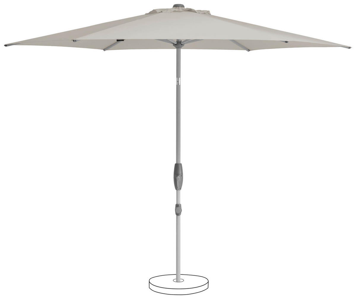 SONNENSCHIRM 300 cm Hellgrau  - Silberfarben/Hellgrau, KONVENTIONELL, Textil/Metall (300/300cm) - Suncomfort by Glatz