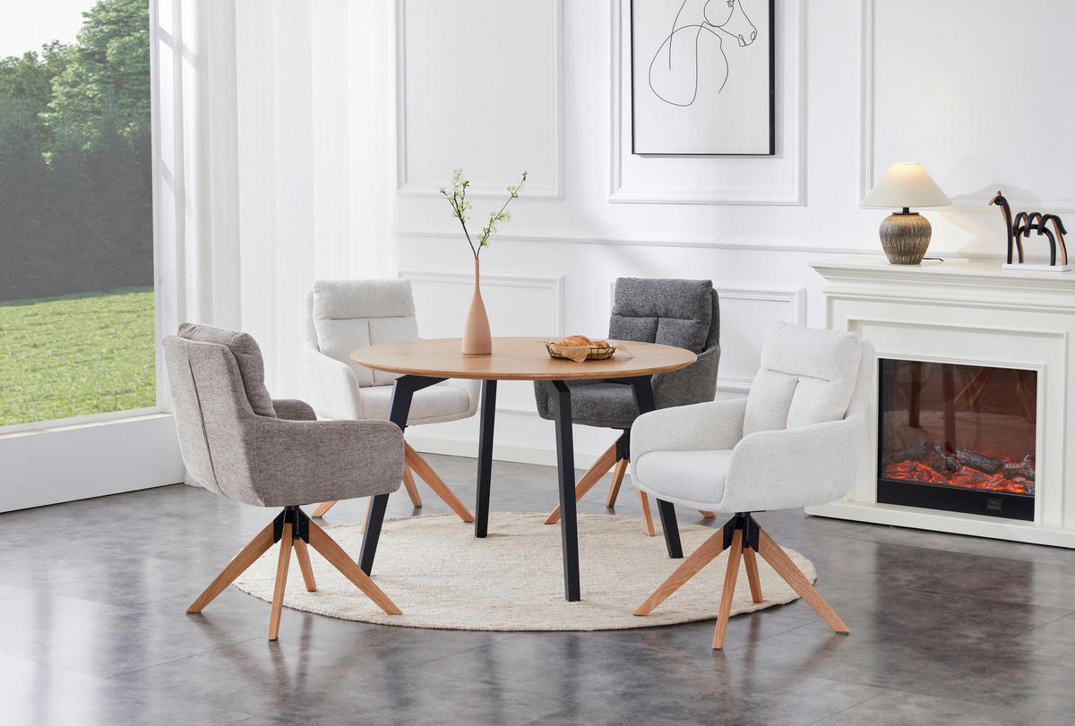 ARMLEHNSTUHL  in Eisen Webstoff  - Naturfarben/Grau, KONVENTIONELL, Holz/Textil (59/92/63cm) - Livetastic