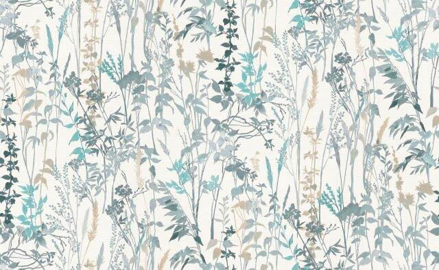 TAPETA - turkizna/modra, Basics, umetna masa/naravni materiali (53*1000cm)