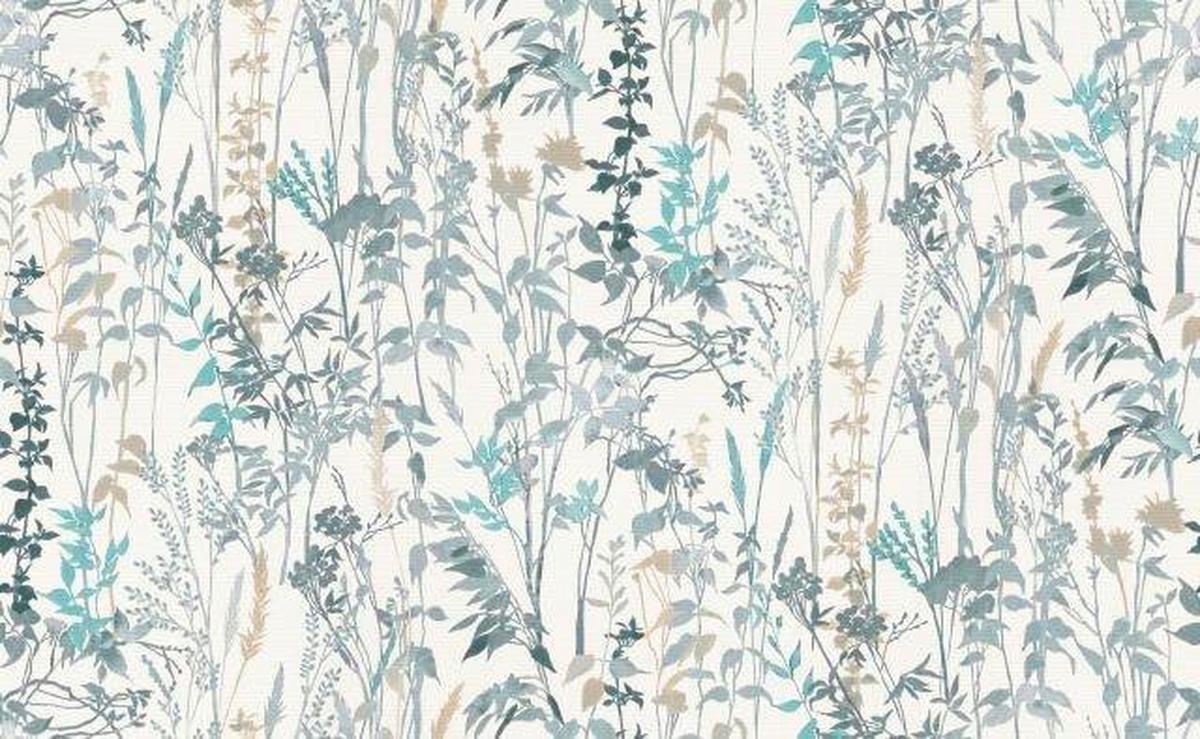 TAPETA - turkizna/modra, Basics, umetna masa/naravni materiali (53*1000cm)