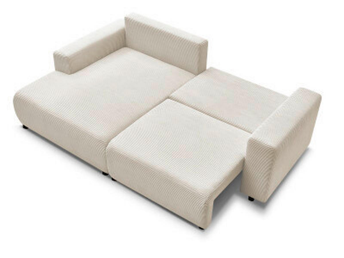 ECKSOFA Ottomane links  ATILLA Beige Cord  - Beige/Schwarz, MODERN, Kunststoff/Textil (149/244cm)