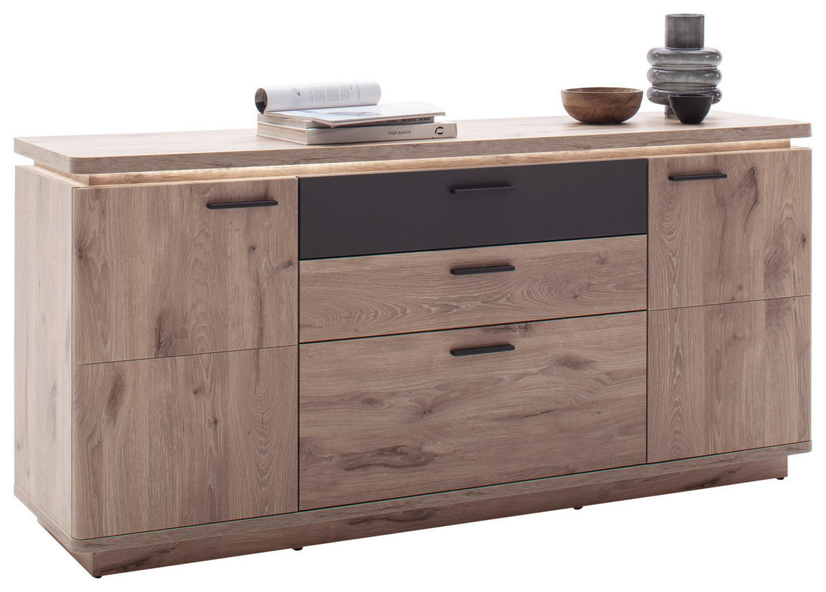SIDEBOARD Anthrazit, Eiche dunkel  170/81/44 cm  - Eiche dunkel/Anthrazit, KONVENTIONELL, Holzwerkstoff/Metall (170/81/44cm) - Cantus