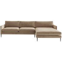 ECKSOFA 277/154 cm Justin in Samt, Velours Hellbraun  277/154 cm  - Hellbraun, Design, Textil/Metall (277/154cm) - Livetastic