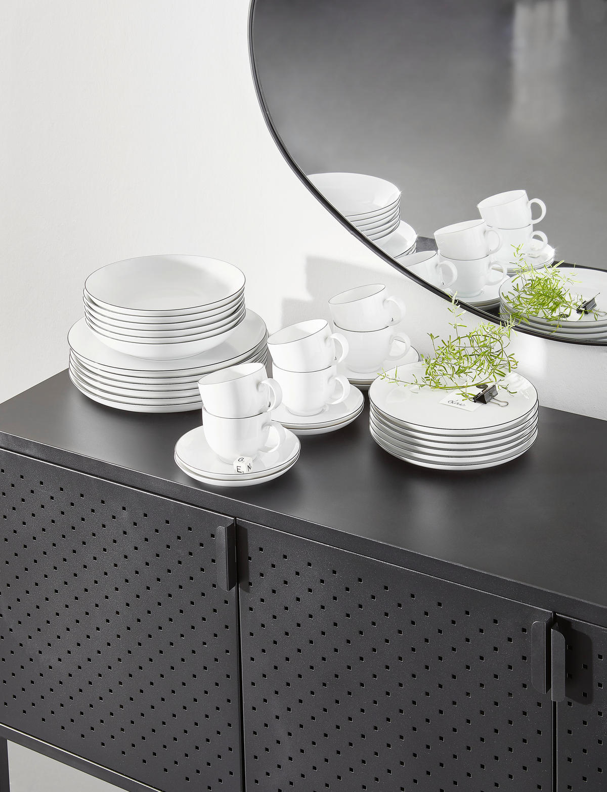 KOMBINOVANÝ SERVIS, 30-dielne, porcelán - čierna/biela, Basics, keramika - Seltmann Weiden