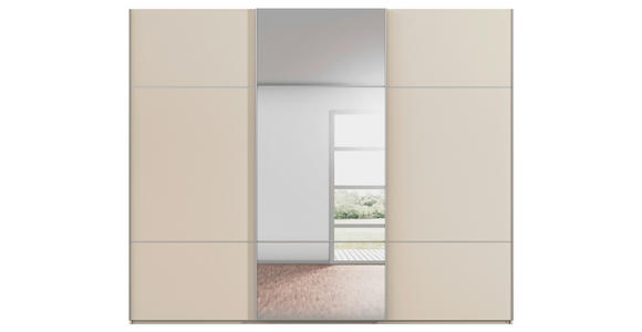 SCHWEBETÜRENSCHRANK 271/223/68 cm 3-türig Champagner - Champagner/Alufarben, KONVENTIONELL, Glas/Holzwerkstoff (271/223/68cm) - Novel