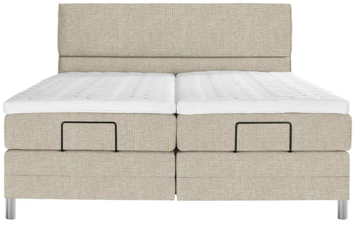 BOXSPRINGBETT 180/200 cm  in Beige  - Chromfarben/Beige, Konventionell, Kunststoff/Textil (180/200cm) - Voleo