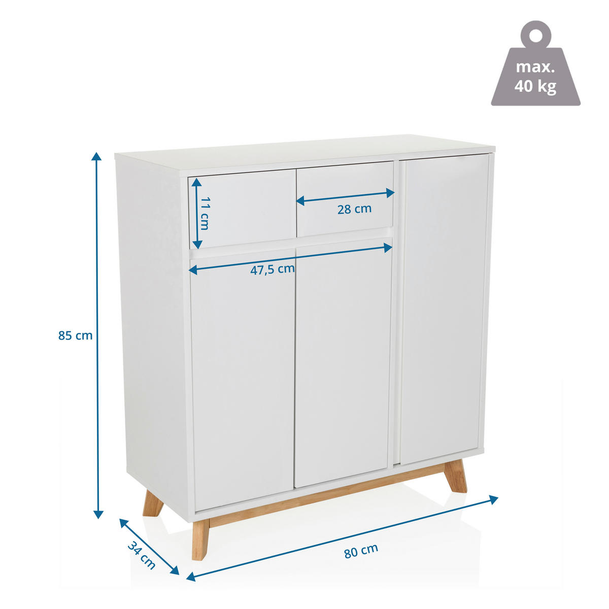 KOMODA, bílá, 80/85/34 cm - bílá, Moderní, dřevo/kompozitní dřevo (80/85/34cm) - MID.YOU