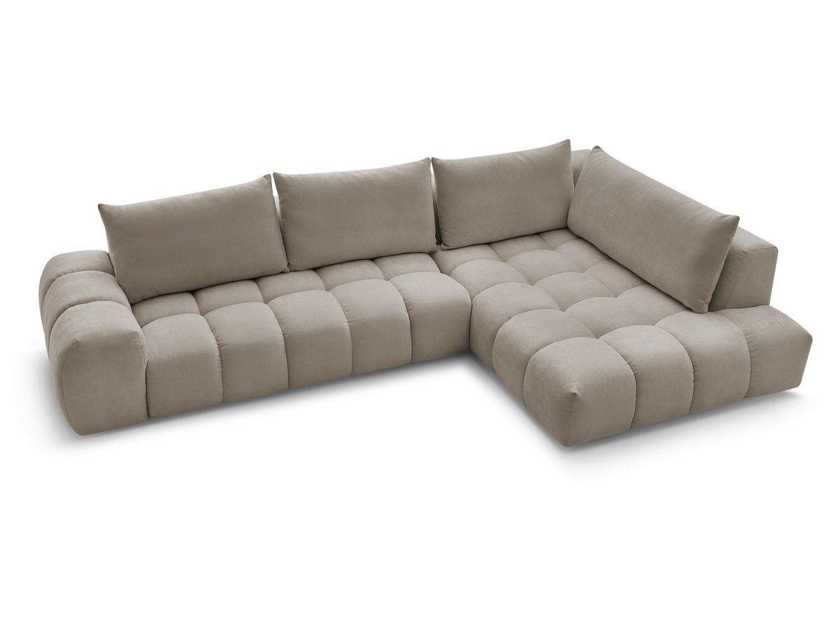 ECKSOFA Ottomane rechts  EVEREST Taupe Struktur  - Taupe/Schwarz, MODERN, Kunststoff/Textil (352/210cm) - Livetastic