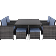 GARTENSET 21-teilig - Schwarz/Grau, Design, Glas/Kunststoff - AMATIO