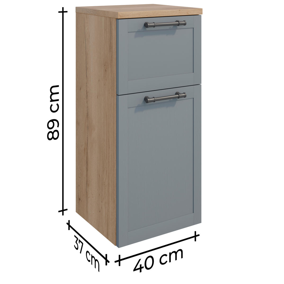 HIGHBOARD  - Edelstahlfarben/Eichefarben, MODERN, Holzwerkstoff/Metall (40/88,5/38cm) - Celina Home