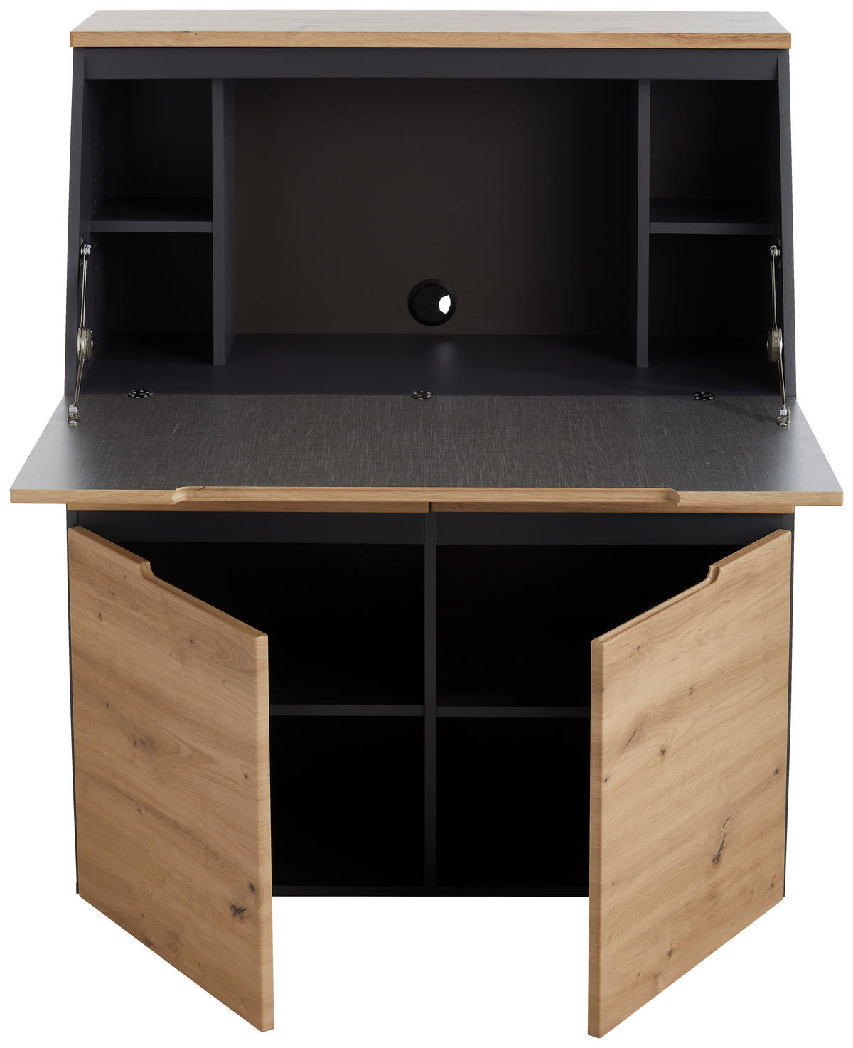 PISALNIK leseni material barve grafita, hrast artisan  - črna/barve grafita, Design, umetna masa/leseni material (100/124/41cm) - Voleo