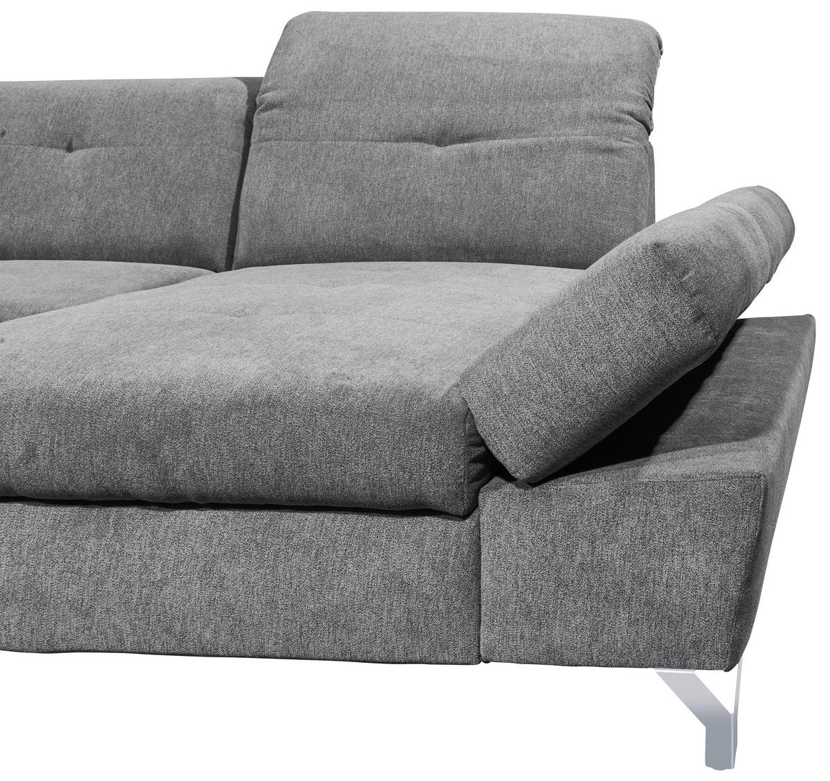 WOHNLANDSCHAFT in Mikrovelours Dunkelgrau  - Dunkelgrau/Silberfarben, Modern, Textil/Metall (245/350/168cm) - MID.YOU