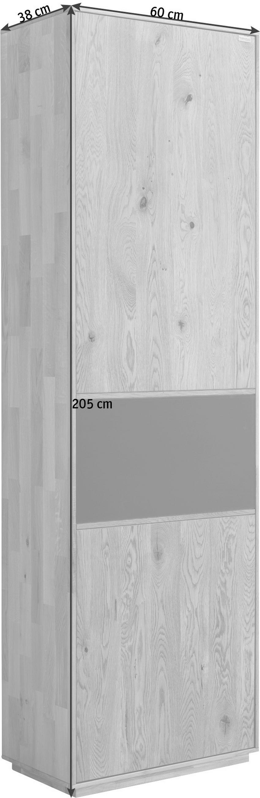 GARDEROBENSCHRANK  in 60/205/38 cm  - Eichefarben/Anthrazit, Natur, Glas/Holz (60/205/38cm) - Waldwelt