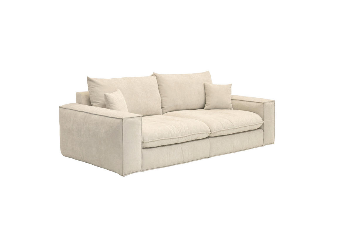 BIGSOFA Chenille Creme  - Creme/Schwarz, MODERN, Kunststoff/Textil (255/76/117cm) - Milino