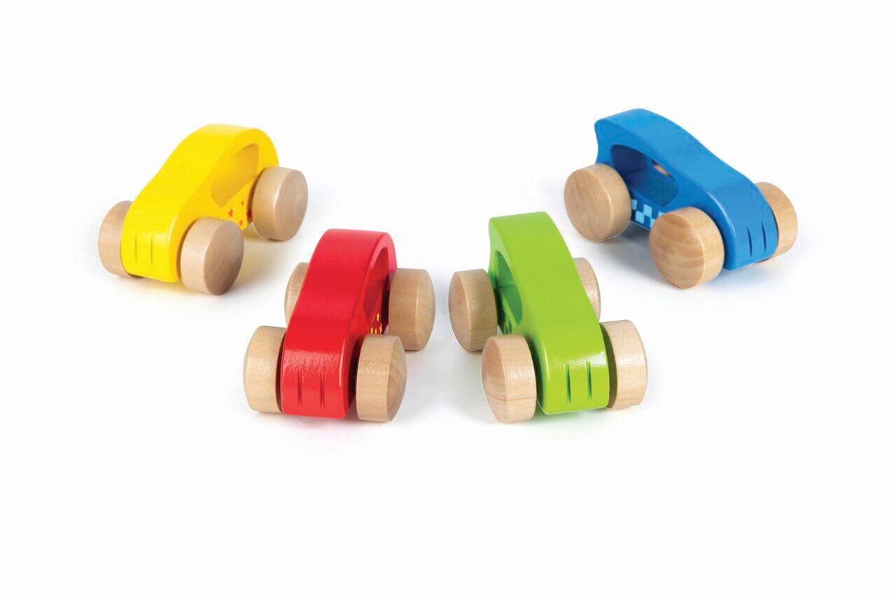 SPIELZEUGAUTO - Blau/Hellrot, Basics, Holz/Metall (10/6,1/5,4cm) - Hape