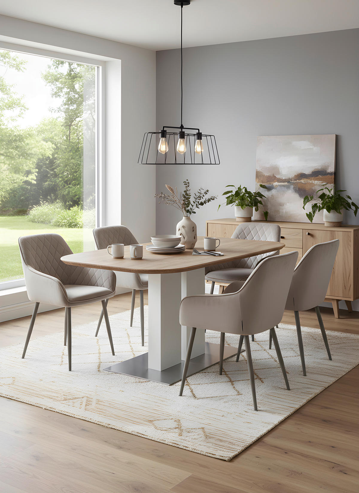 ESSTISCH Weiß, Akaziefarben rechteckig   - Weiß/Akaziefarben, MODERN, Holz/Metall (200/95/76cm) - Lomoco