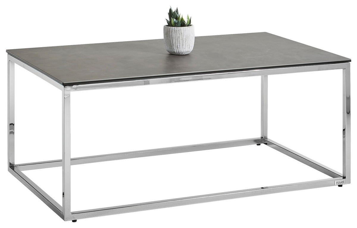 COUCHTISCH in Metall, Glas, Keramik 100/60/42 cm  - Chromfarben/Grau, Design, Glas/Keramik (100/60/42cm) - Novel