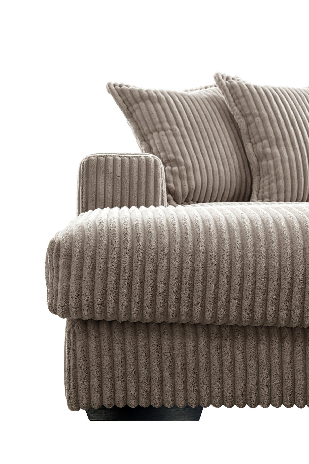 ECKSOFA FUNNY Taupe Cord  - Taupe/Schwarz, Basics, Kunststoff/Textil (285/195cm) - Livetastic