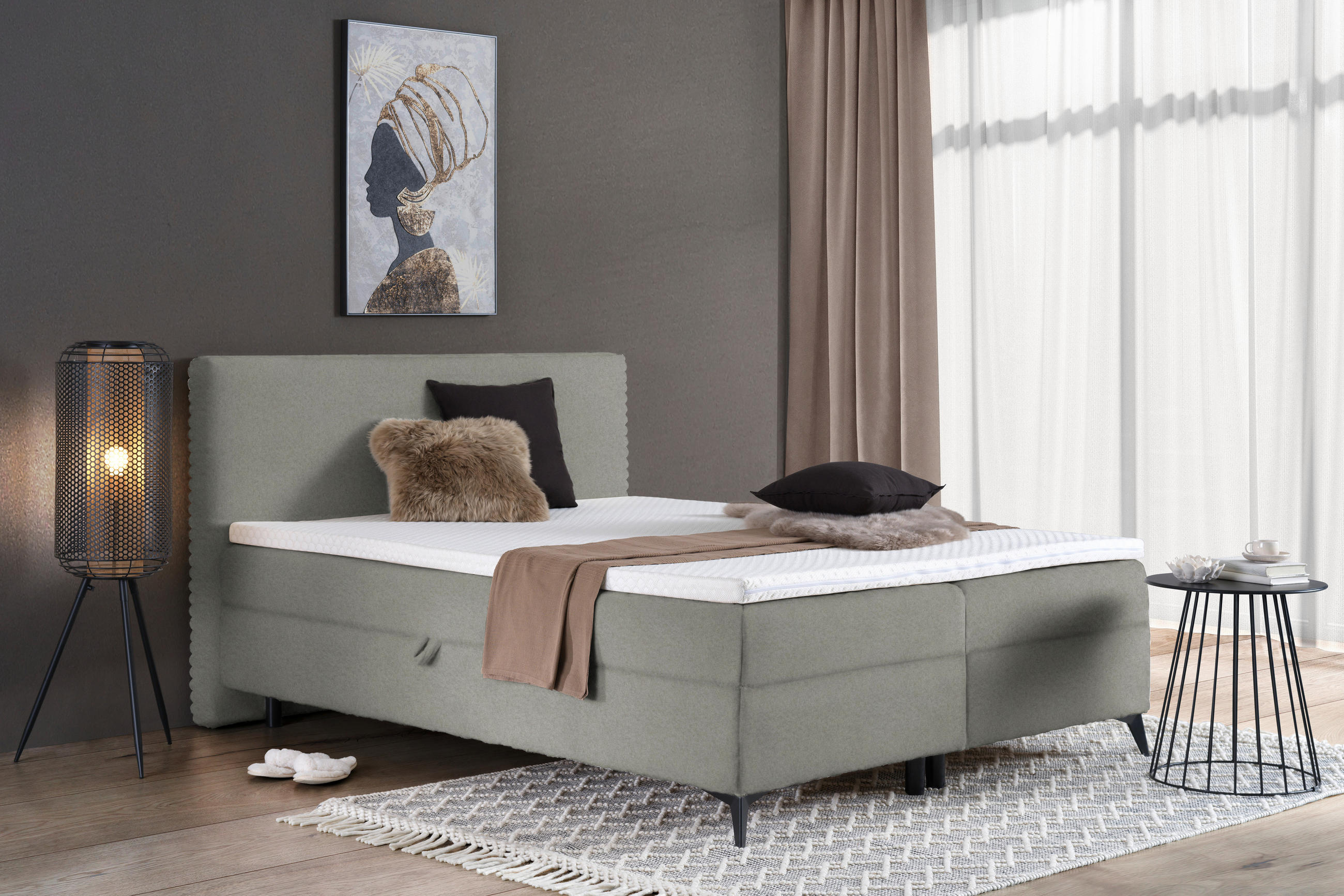 BOXBETT 160/200 cm  in Silberfarben  - Silberfarben/Schwarz, Design, Holz/Holzwerkstoff (160/200cm) - Xora