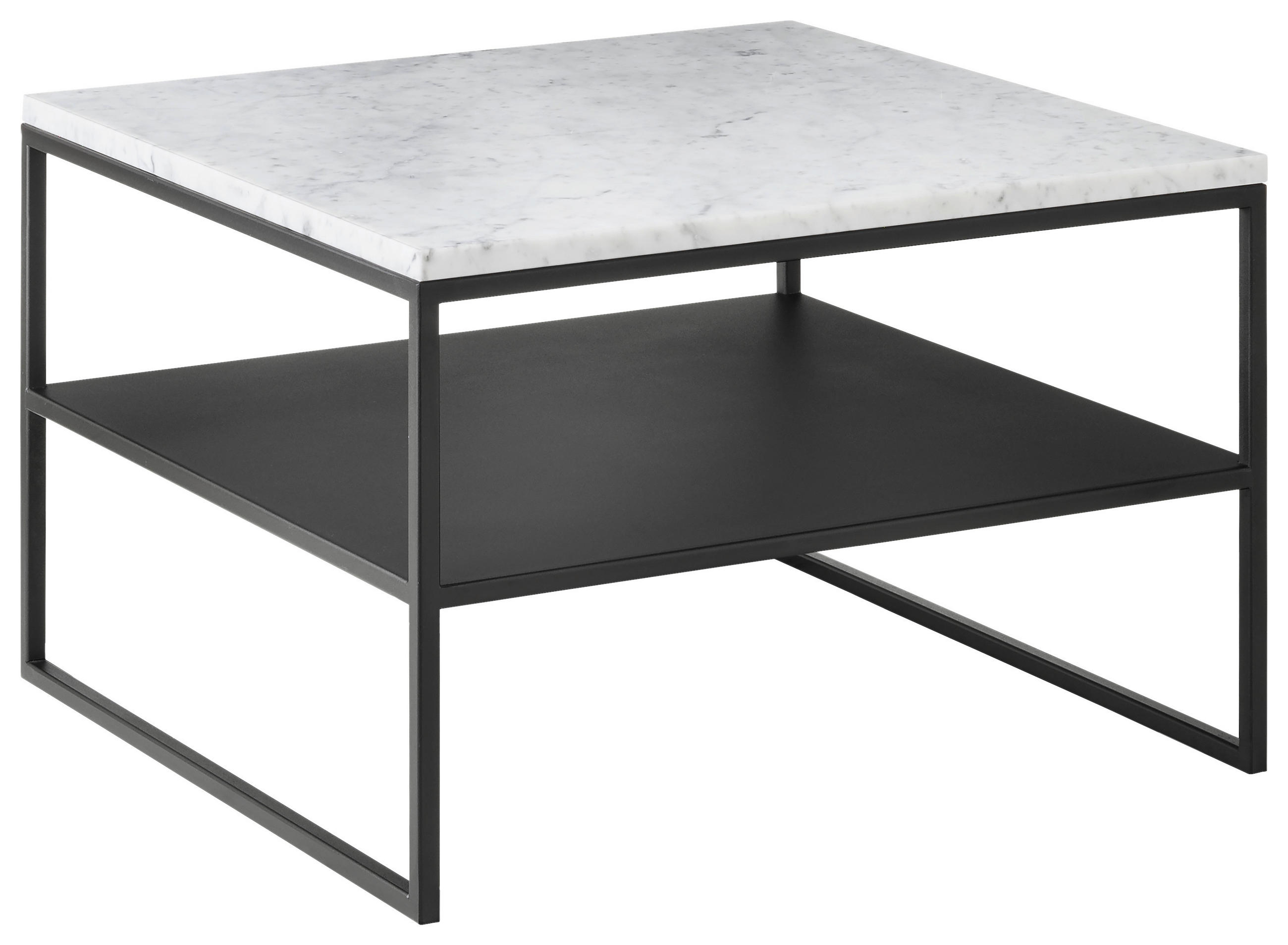 COUCHTISCH in Metall, Stein 65/65/41 cm  - Schwarz/Weiß, Design, Stein/Metall (65/65/41cm) - Johann Jakob