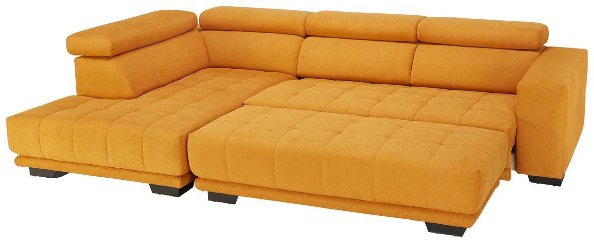 ECKSOFA in Mikrofaser Gelb  - Gelb/Schwarz, Design, Textil/Metall (207/301cm) - Xora