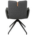 ARMLEHNSTUHL  Sitzfläche 360° drehbar, automatische Rückholfunktion Bouclé Echtleder  - Anthrazit/Schwarz, Design, Leder/Holz (62/87/63cm) - Valnatura