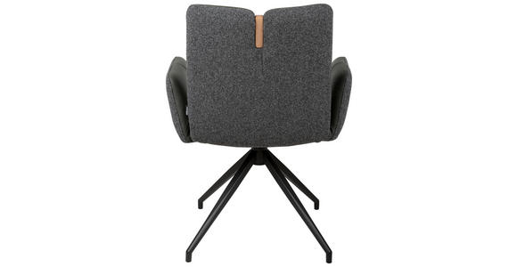 ARMLEHNSTUHL  Sitzfläche 360° drehbar, automatische Rückholfunktion Bouclé Echtleder  - Anthrazit/Schwarz, Design, Leder/Holz (62/87/63cm) - Valnatura