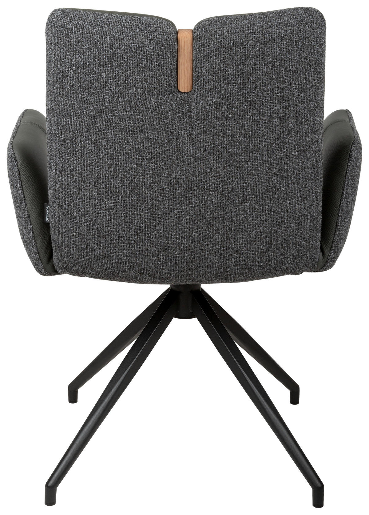 ARMLEHNSTUHL  Sitzfläche 360° drehbar, automatische Rückholfunktion Bouclé Echtleder  - Anthrazit/Schwarz, Design, Leder/Holz (62/87/63cm) - Valnatura