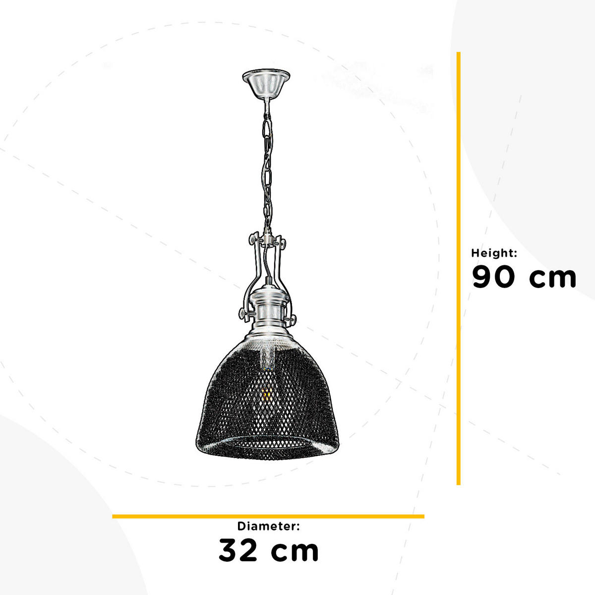 HÄNGELEUCHTE 32/90 cm   - Schwarz, KONVENTIONELL, Metall (32/90cm)