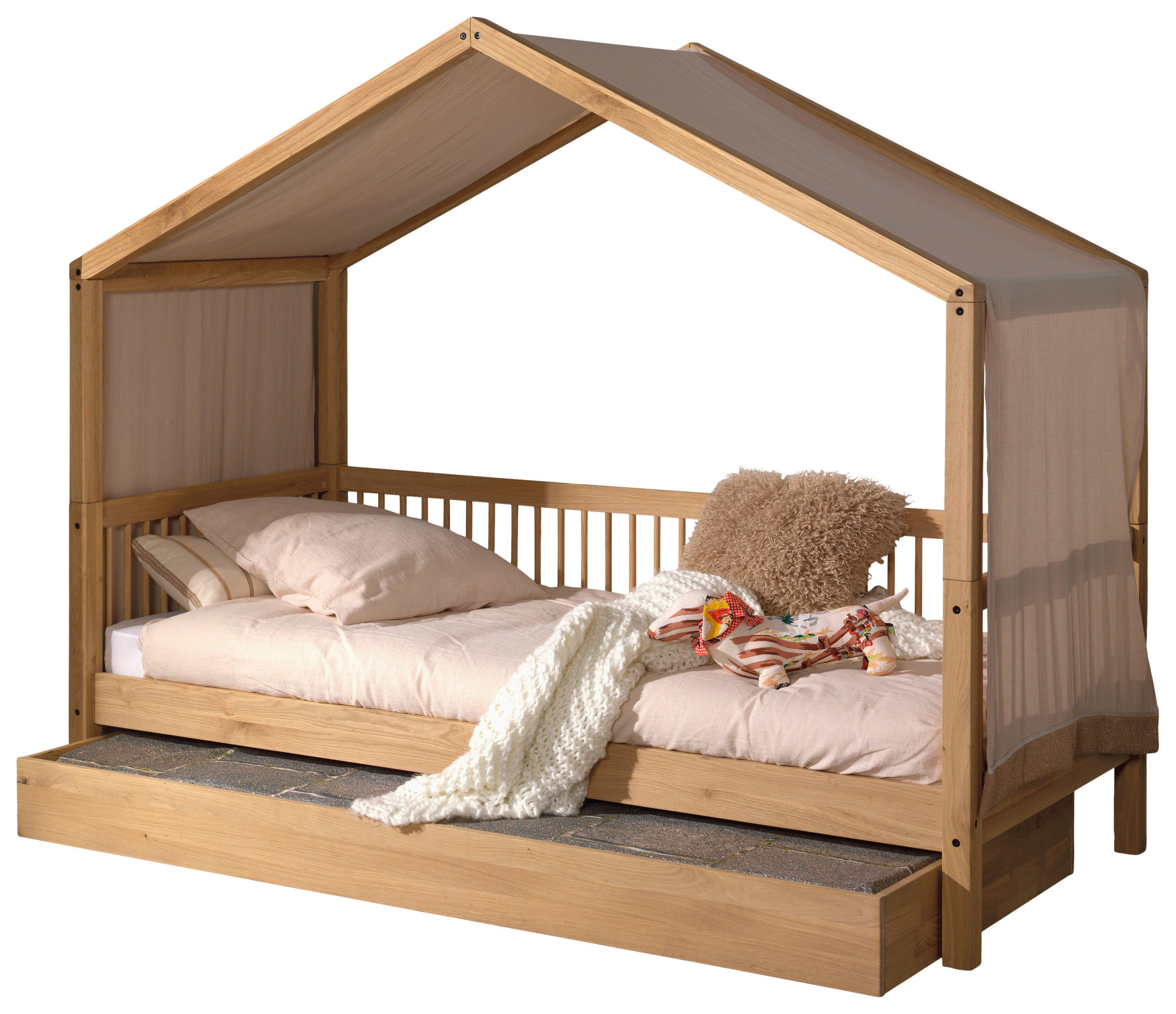 HAUSBETT Rollrost, Bettschublade 90/200 cm  - Eichefarben/Naturfarben, MODERN, Holz/Holzwerkstoff (90/200cm) - MID.YOU
