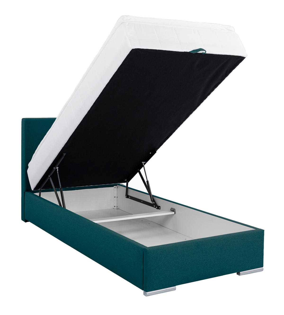 POLSTERBETT Bettkasten, Topper 100/200 cm  in Petrol  - Chromfarben/Petrol, KONVENTIONELL, Holz/Kunststoff (100/200cm) - MID.YOU