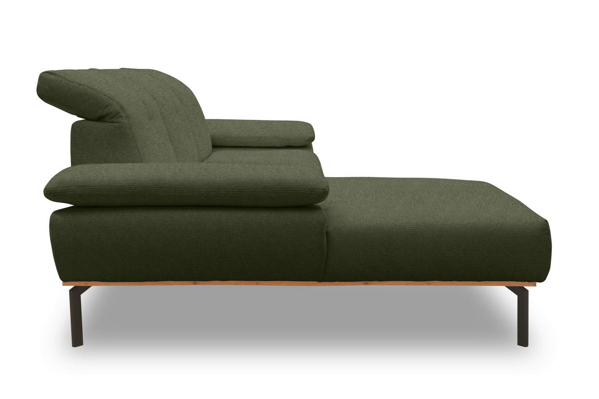 ECKSOFA in Mikrofaser Grün  242/170 cm  - Wildeiche/Schwarz, Design, Holz/Textil (242/170cm) - MID.YOU
