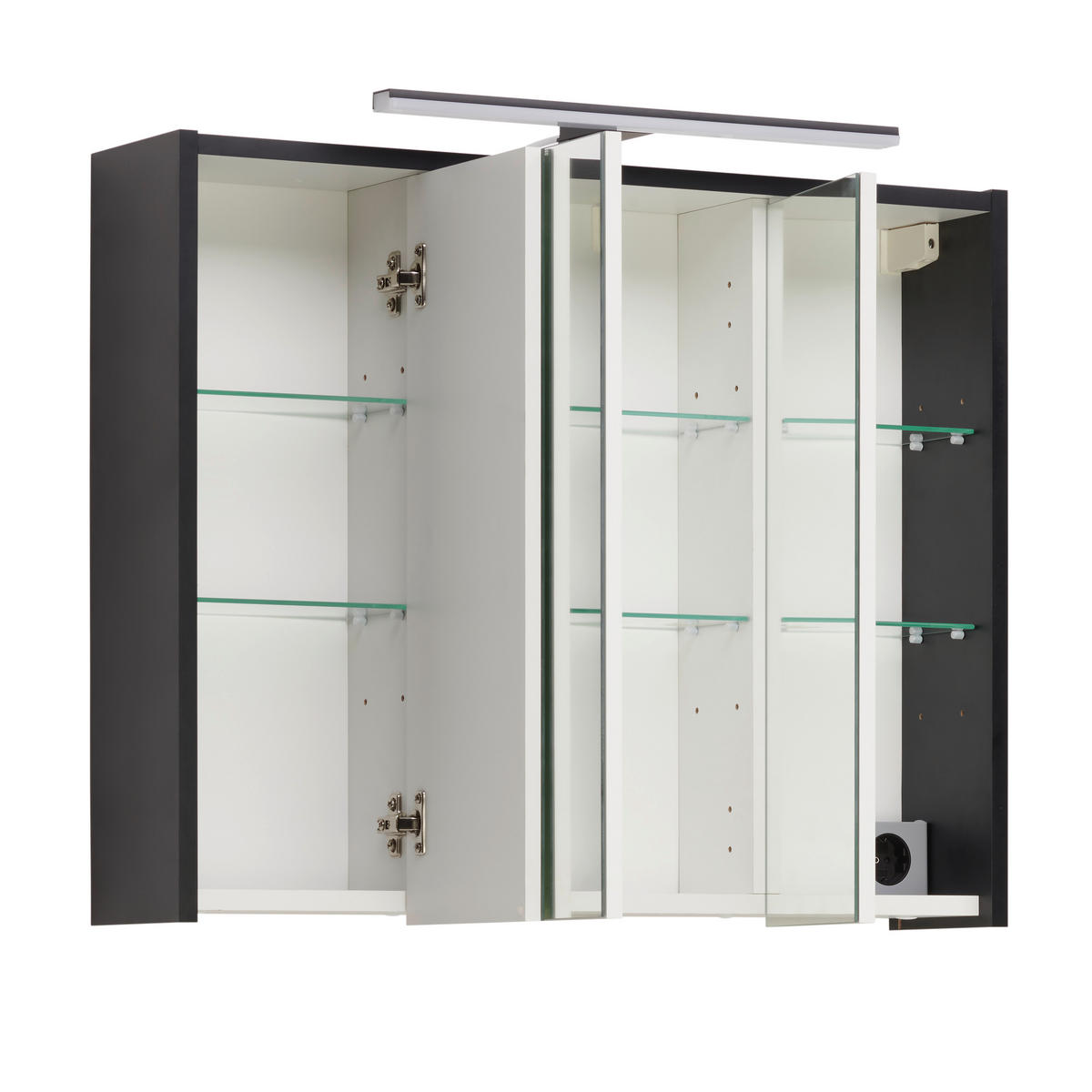 SPIEGELSCHRANK 74,5/62,7/16 cm  - Anthrazit, Basics, Glas/Holzwerkstoff (74,5/62,7/16cm) - home24