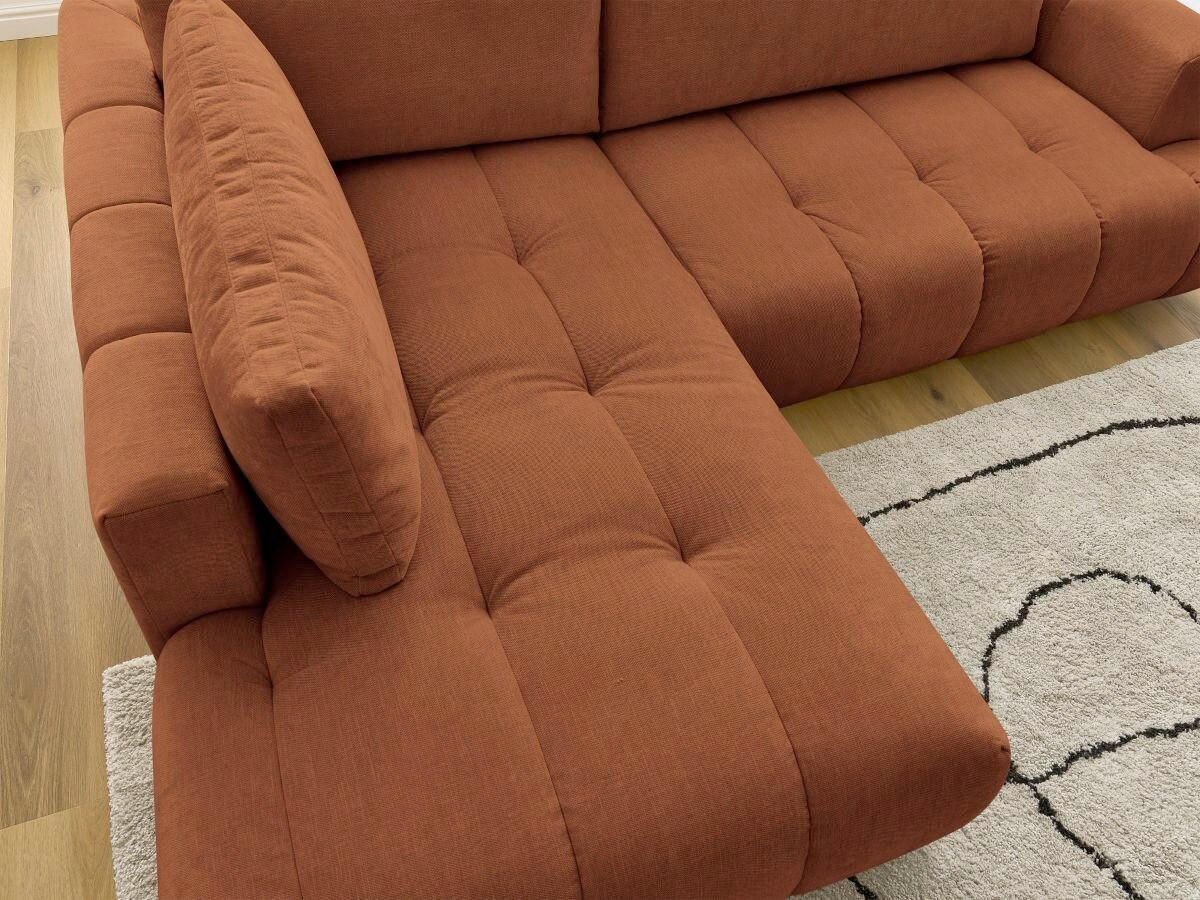 ECKSCHLAFSOFA FUJI Leinenoptik Orange  inkl.  - Schwarz/Orange, MODERN, Kunststoff/Textil (204/282cm)