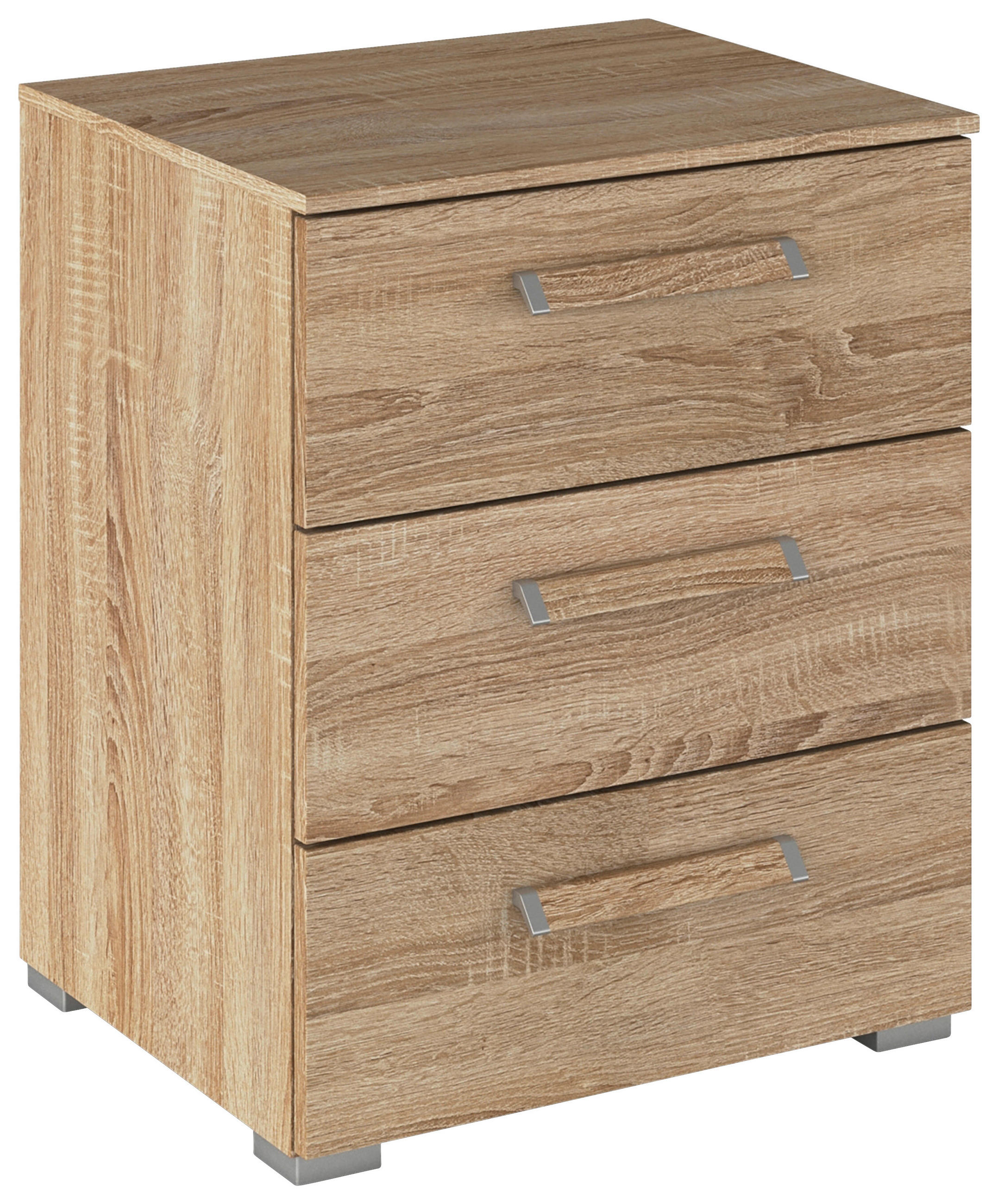 NACHTSCHRANK 50/61/42 cm  - Silberfarben/Sonoma Eiche, Design, Holzwerkstoff/Metall (50/61/42cm) - Novel