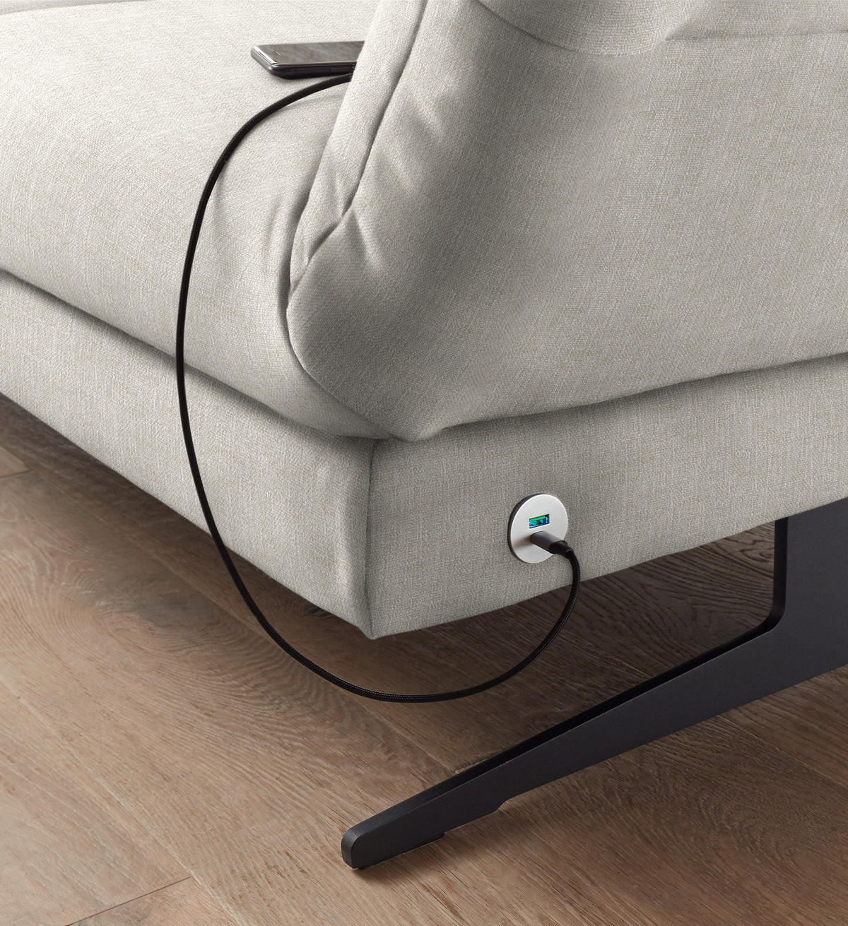 ECKSOFA  in Flachgewebe Naturfarben  176-217/279-327 cm  - Schwarz/Naturfarben, Design, Textil/Metall (176-217/279-327cm) - Dieter Knoll