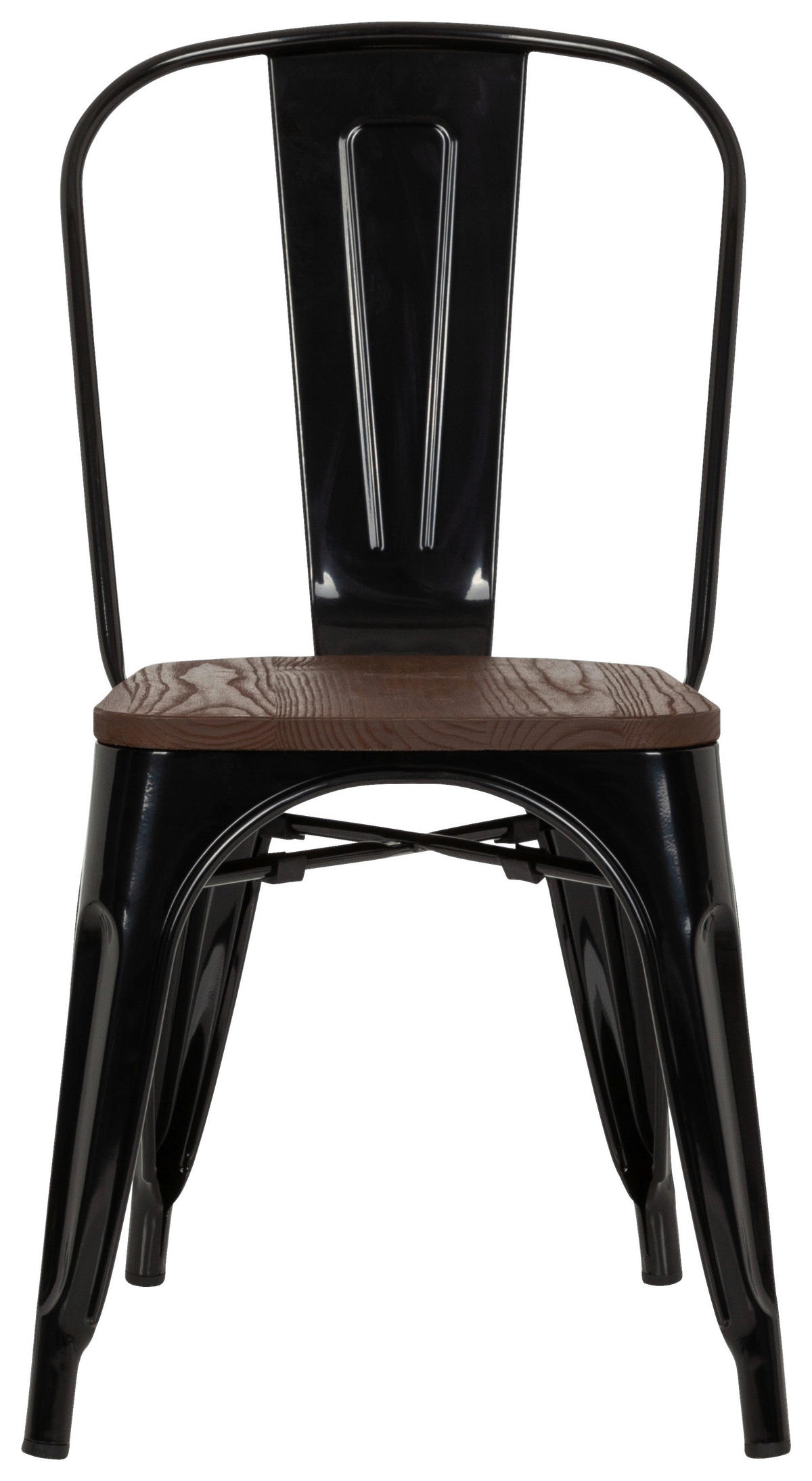 STUHL  stapelbar   Schwarz, Dunkelbraun  - Dunkelbraun/Schwarz, Basics, Holz/Metall (44/84/54cm) - MID.YOU