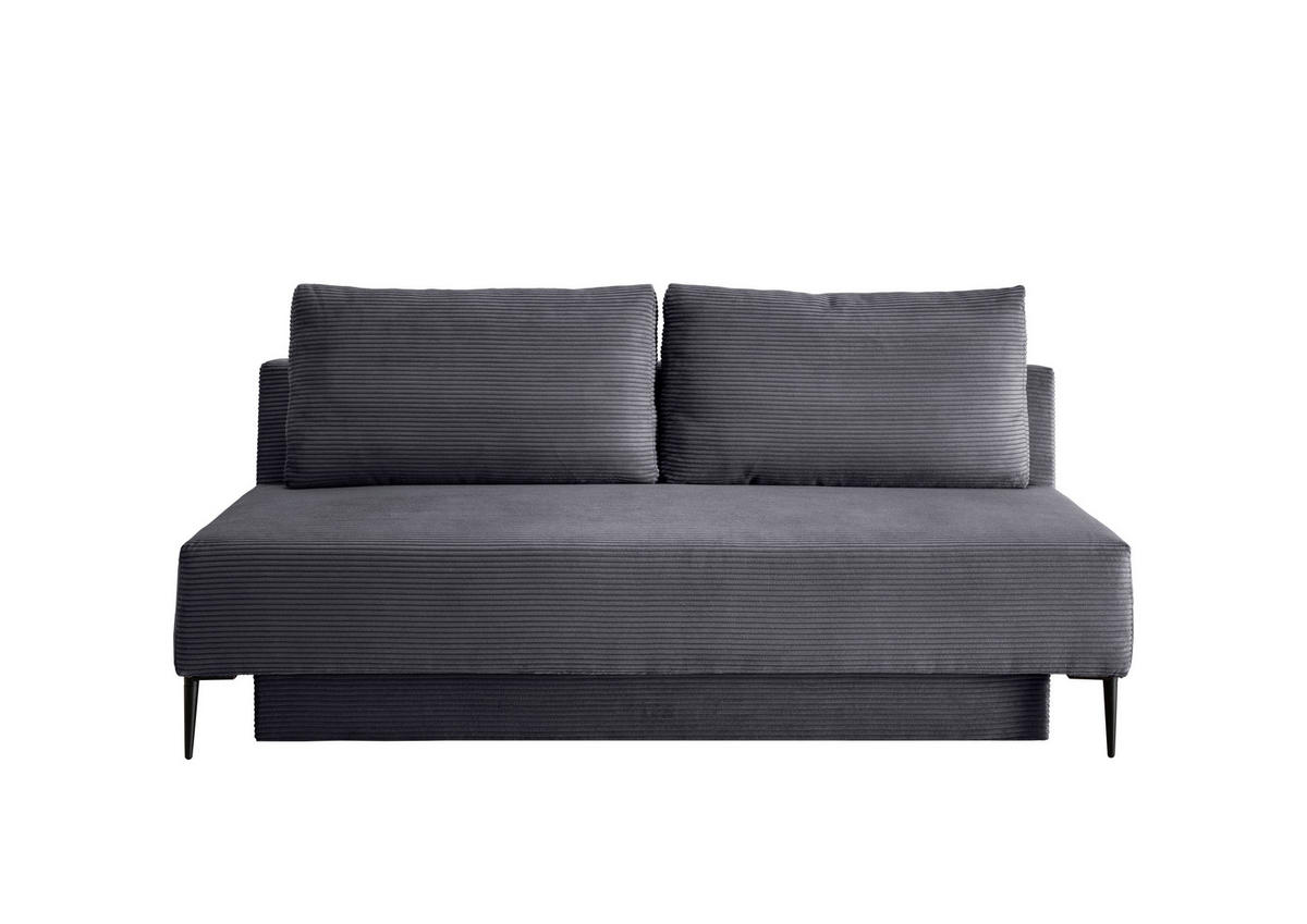 SCHLAFSOFA in Cord Grau  - Schwarz/Grau, Modern, Textil/Metall (198/90/100cm) - Livetastic