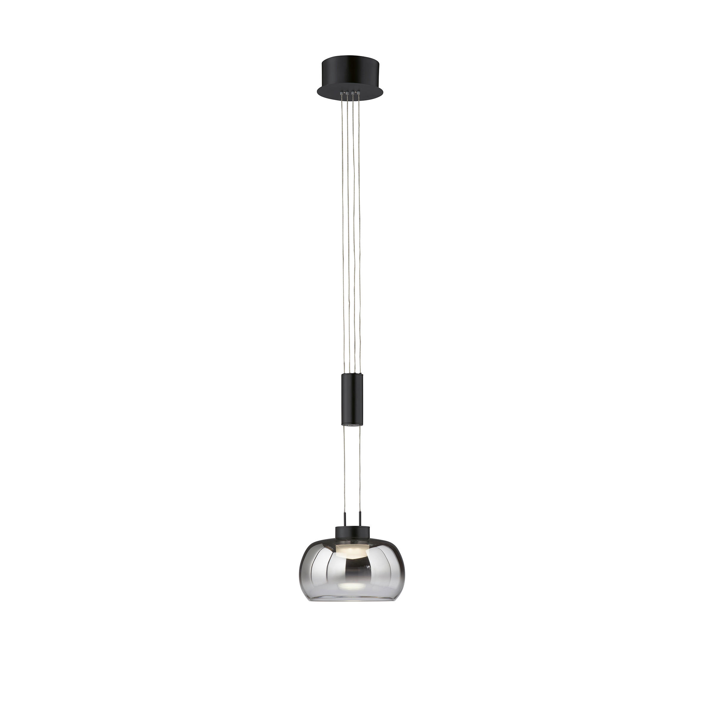 LED-PENDELLEUCHTE Arosa 22 cm  - Schwarz, Design, Glas/Metall (22cm) - Fischer & Honsel