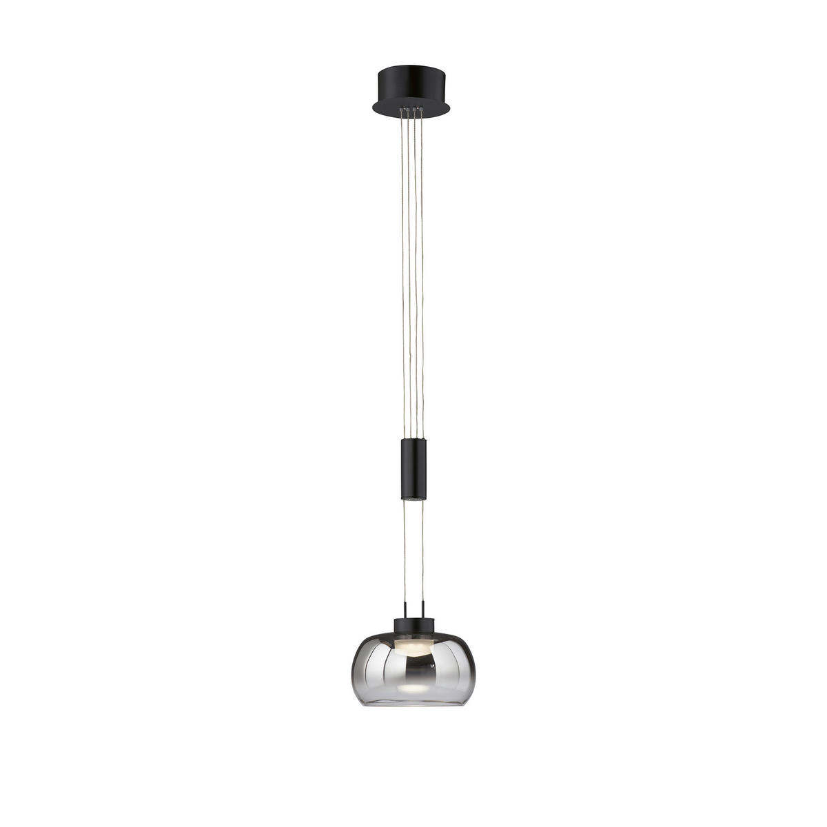 LED-PENDELLEUCHTE   22 cm  - Schwarz, Design, Glas/Metall (22cm) - Fischer & Honsel