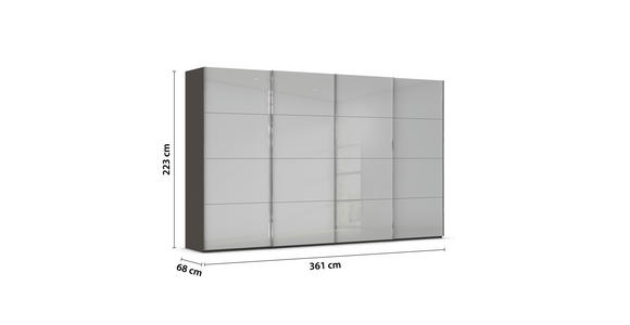 SCHWEBETÜRENSCHRANK  in Graphitfarben, Seidengrau  - Chromfarben/Seidengrau, Design, Glas/Holzwerkstoff (361/223/68cm) - Novel